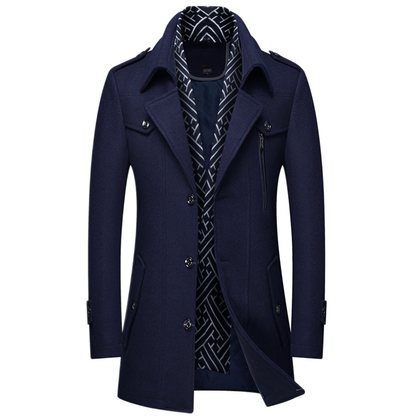 Chaqueta de lana hombre color azul marino, trench