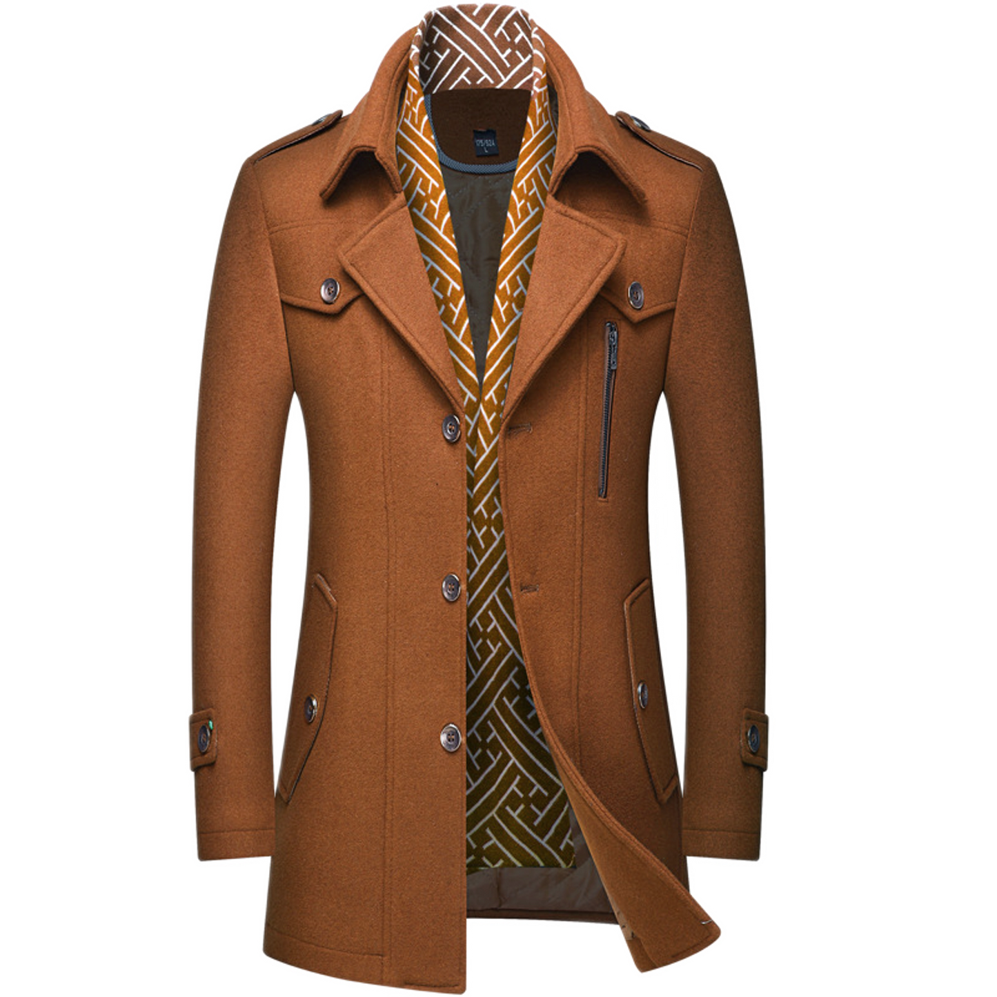 Chaqueta de lana hombre color amarillo, trench