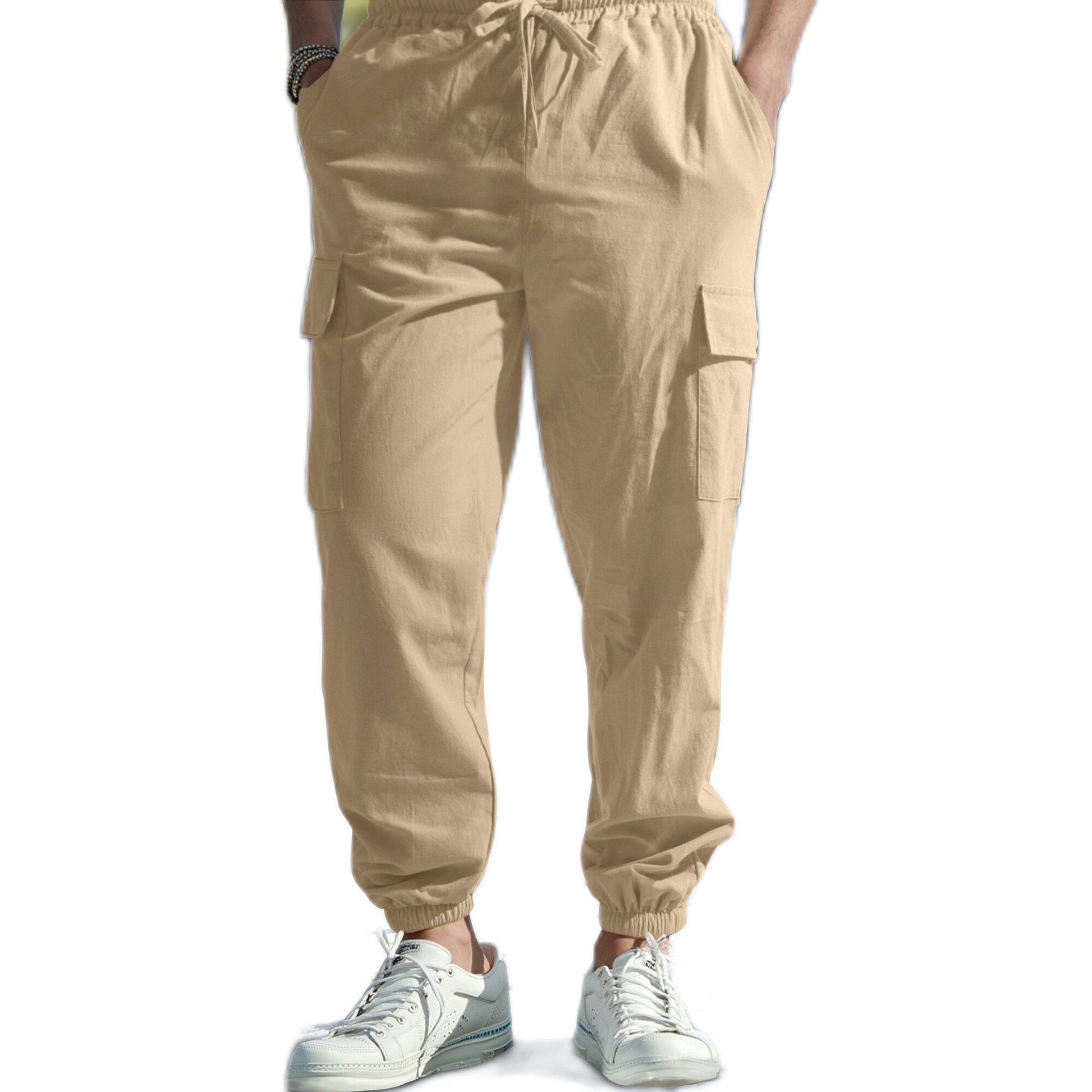Pantalón hombre color albaricoque, con bolsillo