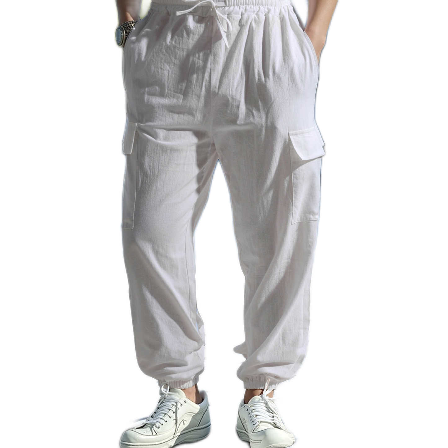 Pantalón hombre color blanco, con bolsillo