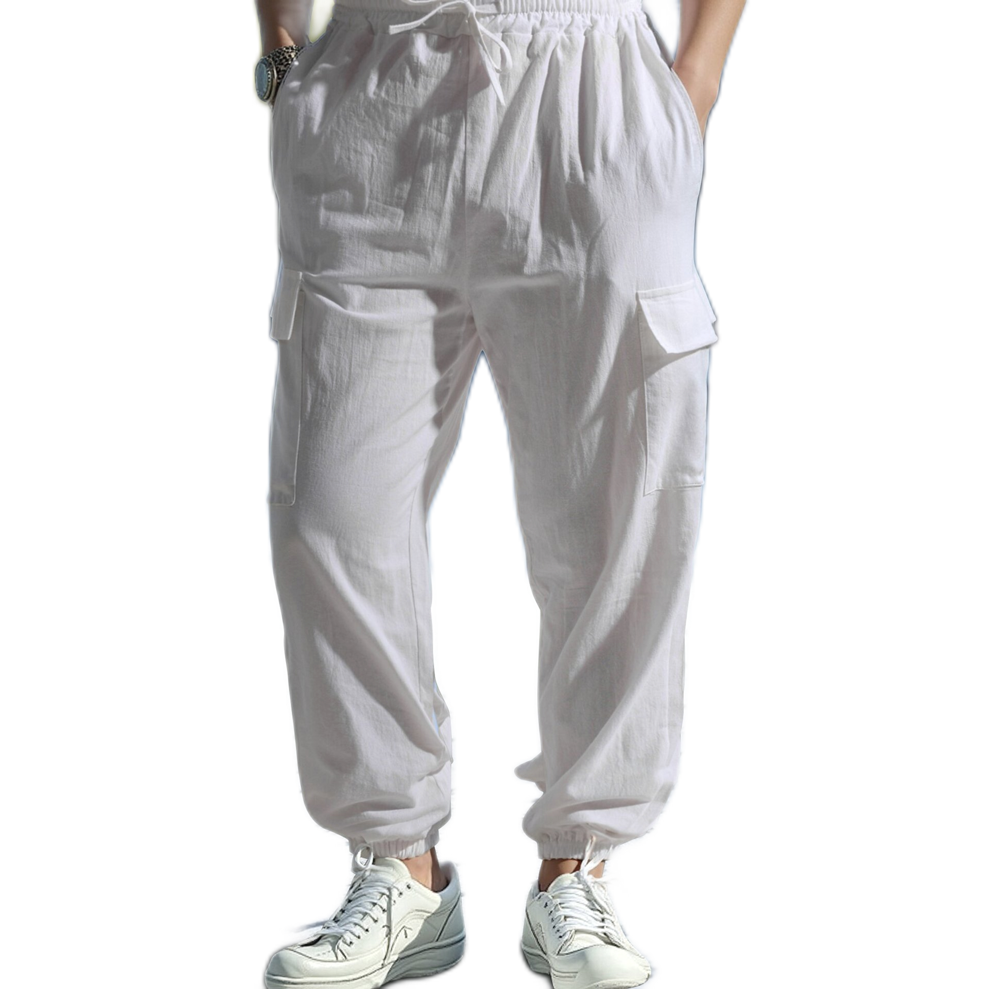 Pantalón hombre color blanco, con bolsillo