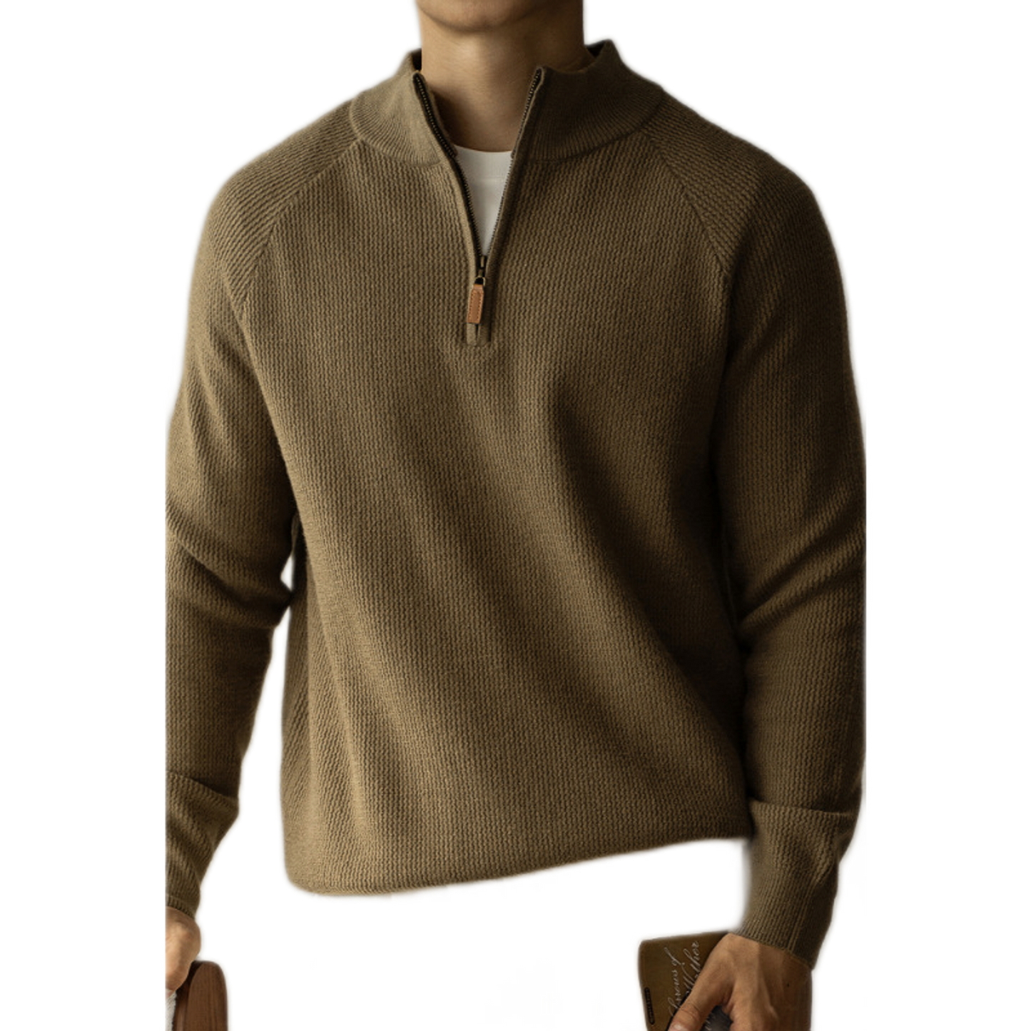 Sweater de lana hombre, cuello alto, color café