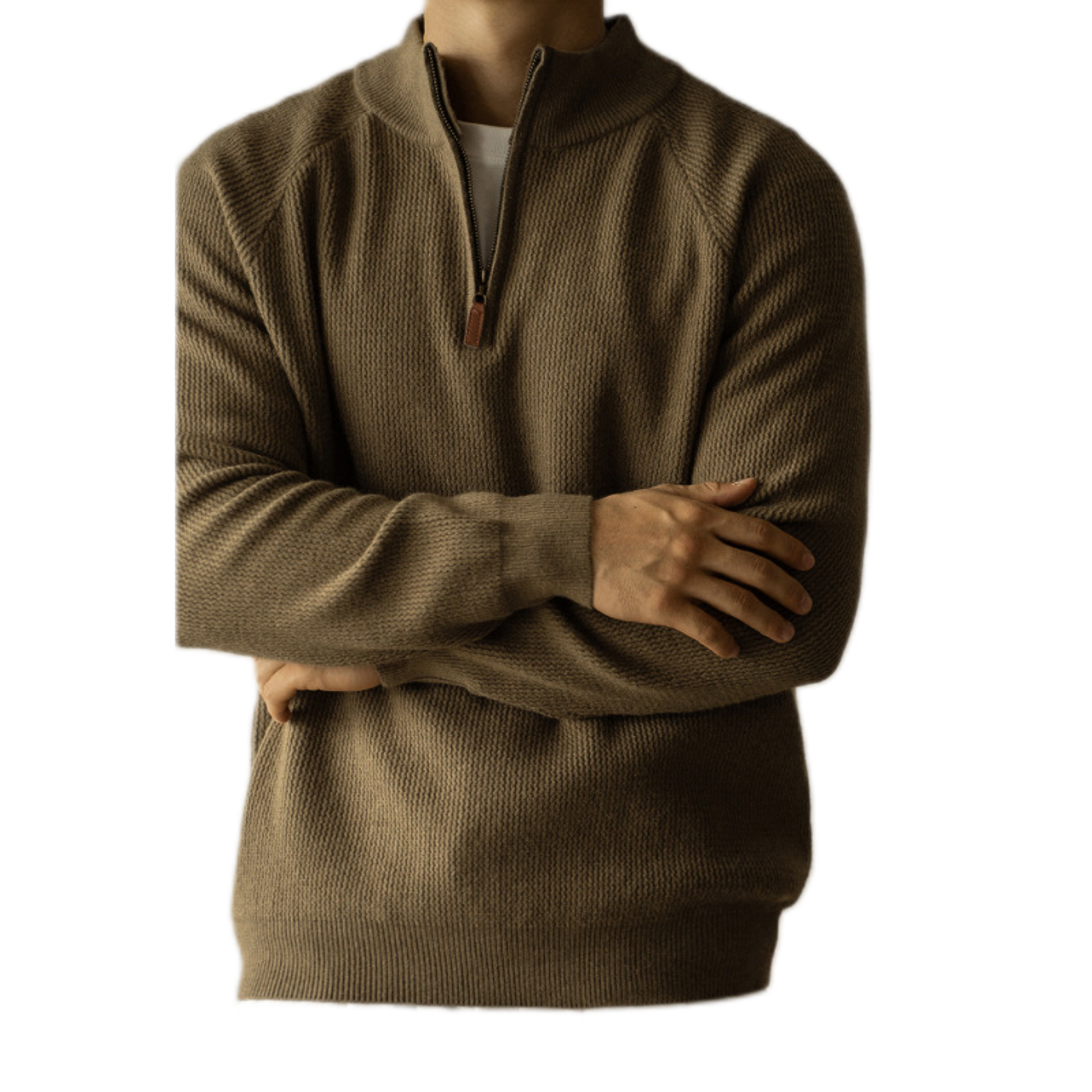 Sweater de lana hombre, cuello alto, color café