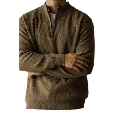 Sweater de lana hombre, cuello alto, color café