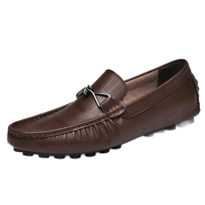 Mocasín de cuero hombre color café, suela plana