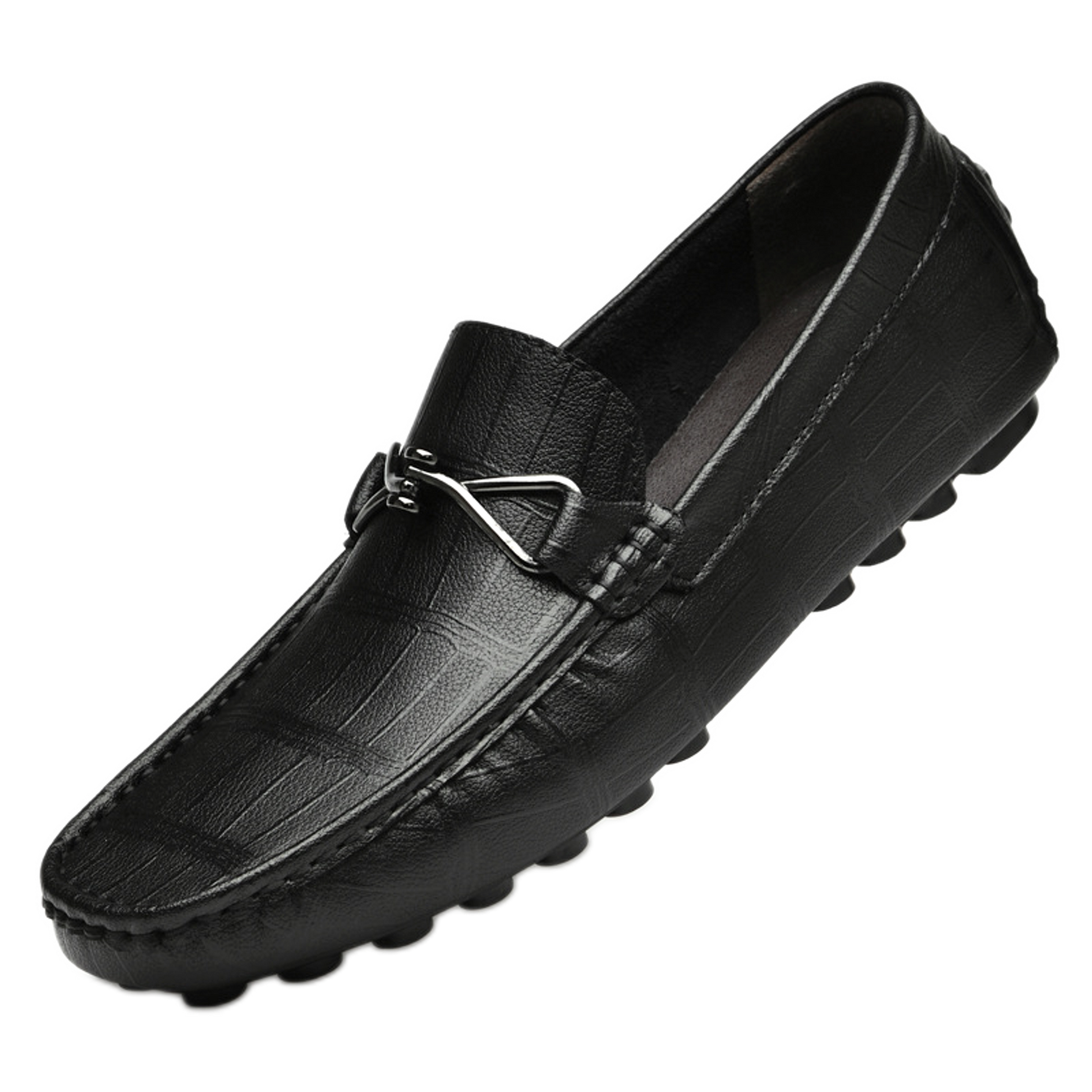 Mocasín de cuero hombre, suela plana o alza