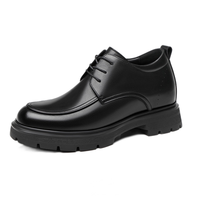 Mocasín de cuero hombre color negro, alza de 6 cm
