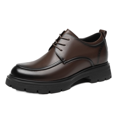 Mocasín de cuero hombre color café, alza de 6 cm