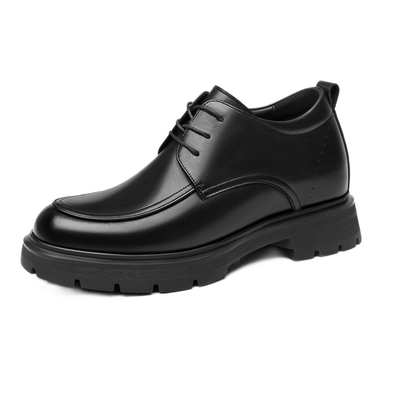Mocasín de cuero hombre color negro, alza de 8 cm