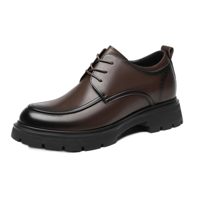 Mocasín de cuero hombre color café, alza de 8 cm