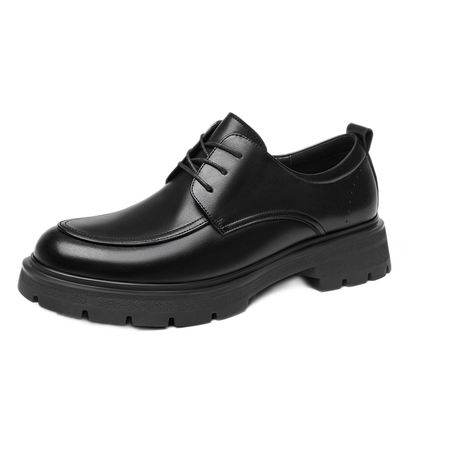 Mocasín de cuero hombre color negro, suela plana