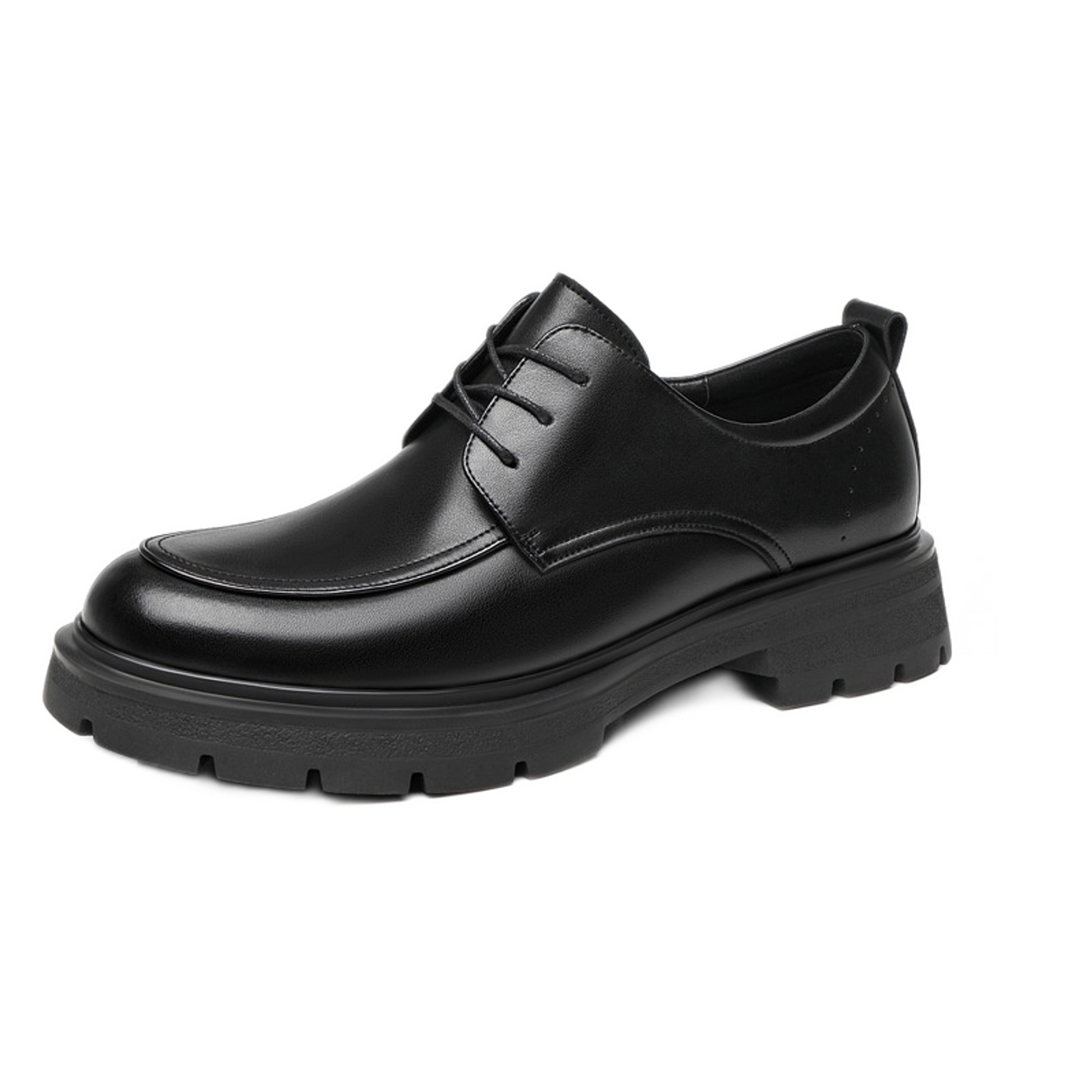 Mocasín de cuero hombre color negro, suela plana