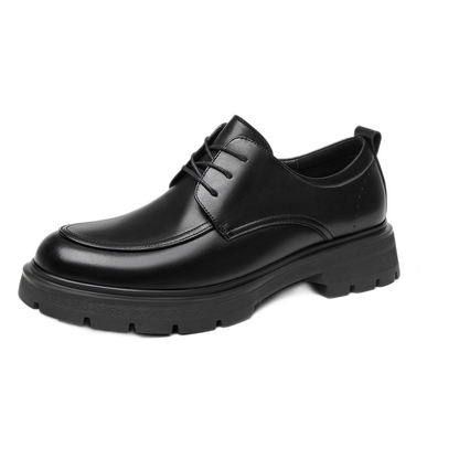 Mocasín de cuero hombre color negro, suela plana