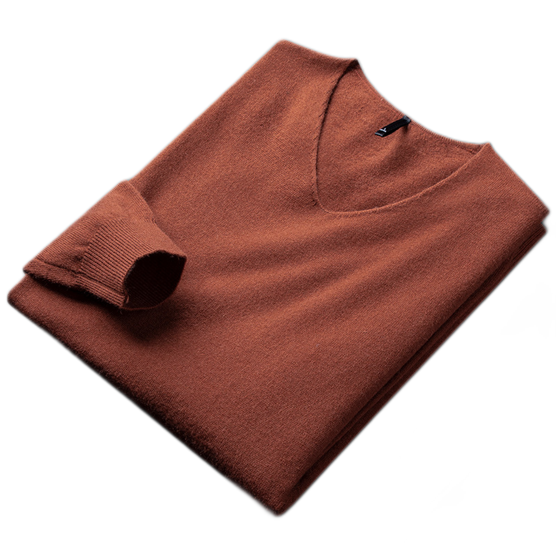 Sweater de cashmere hombre color café rojizo