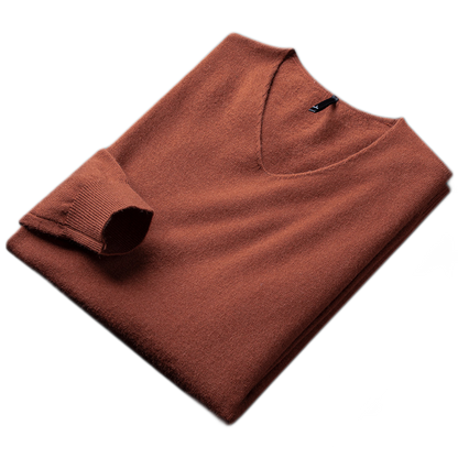 Sweater de cashmere hombre color café rojizo