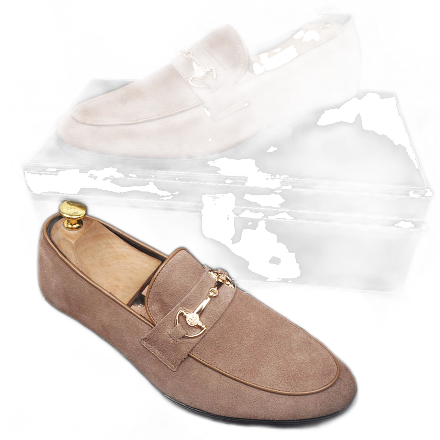 Mocasín de cuero hombre color beige, versión estándar