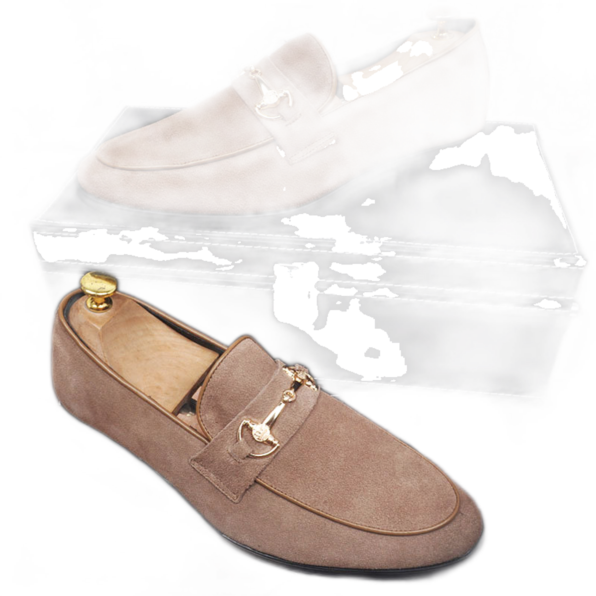 Mocasín de cuero hombre color beige, versión estándar