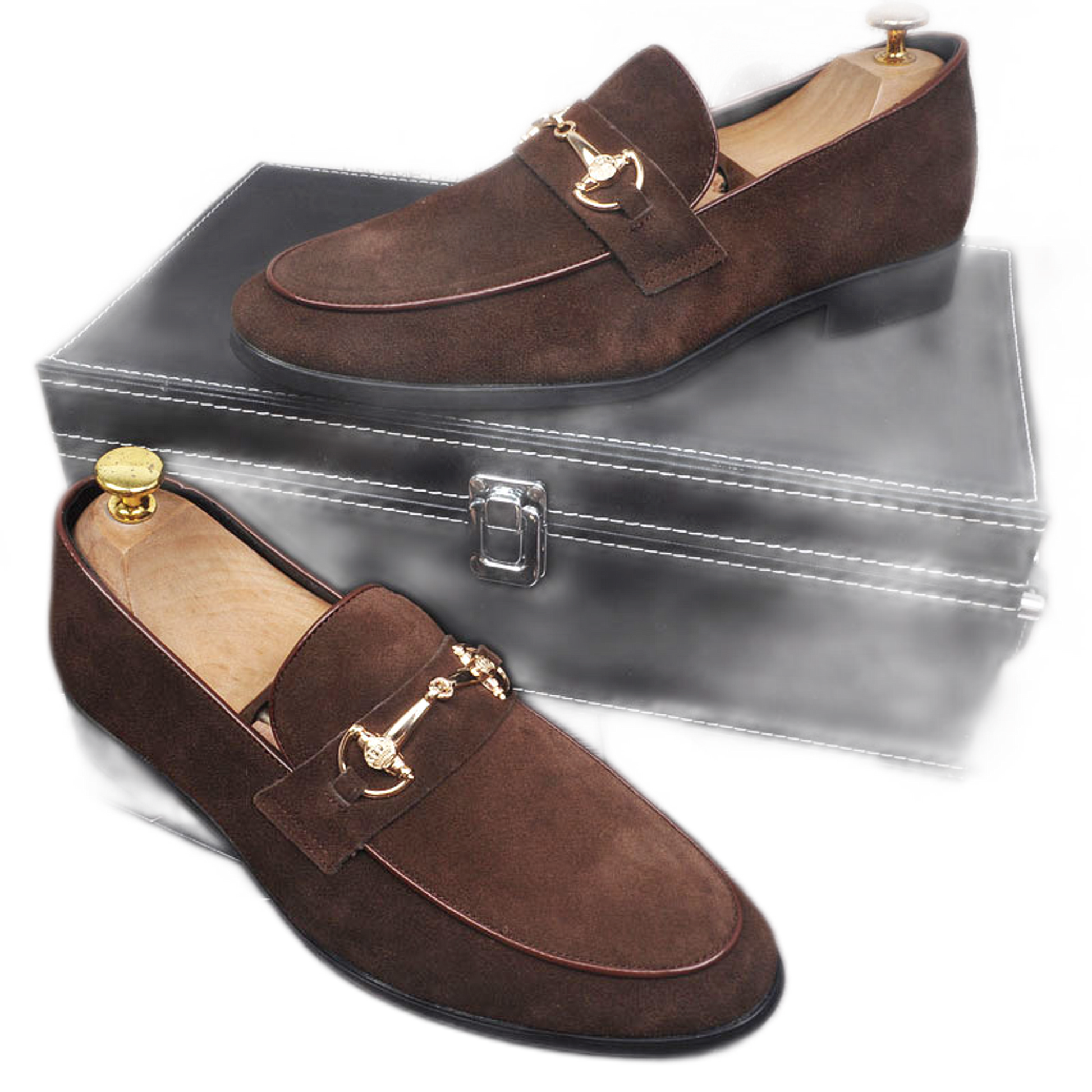 Mocasín de cuero hombre color café, versión estándar