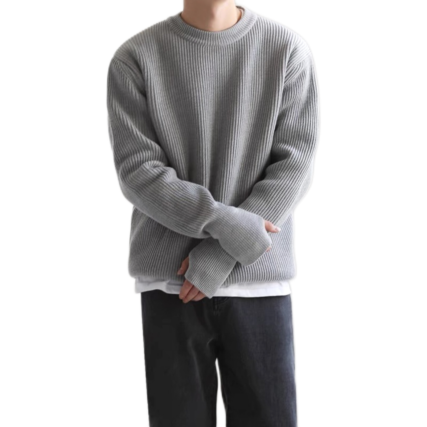 Sweater hombre, cuello redondo corte suelto