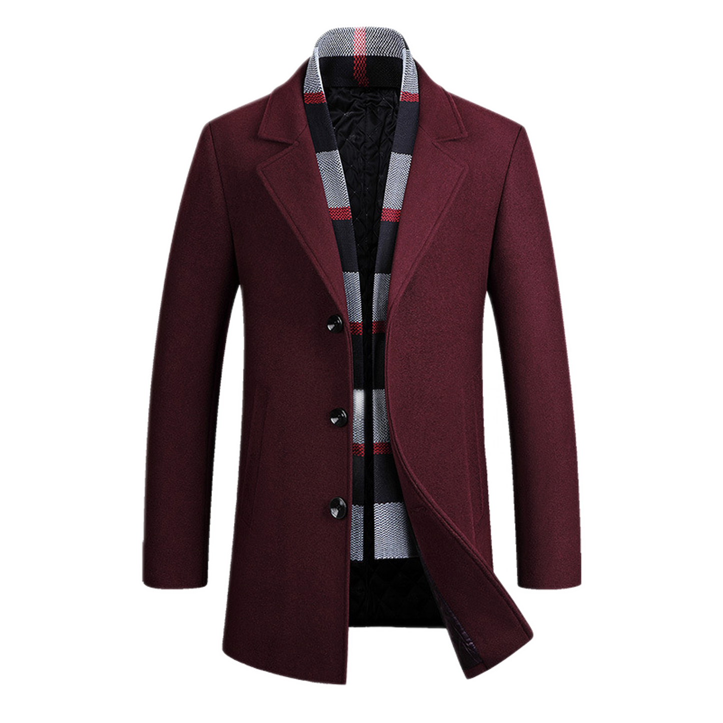 Chaqueta de lana hombre color rojo vino