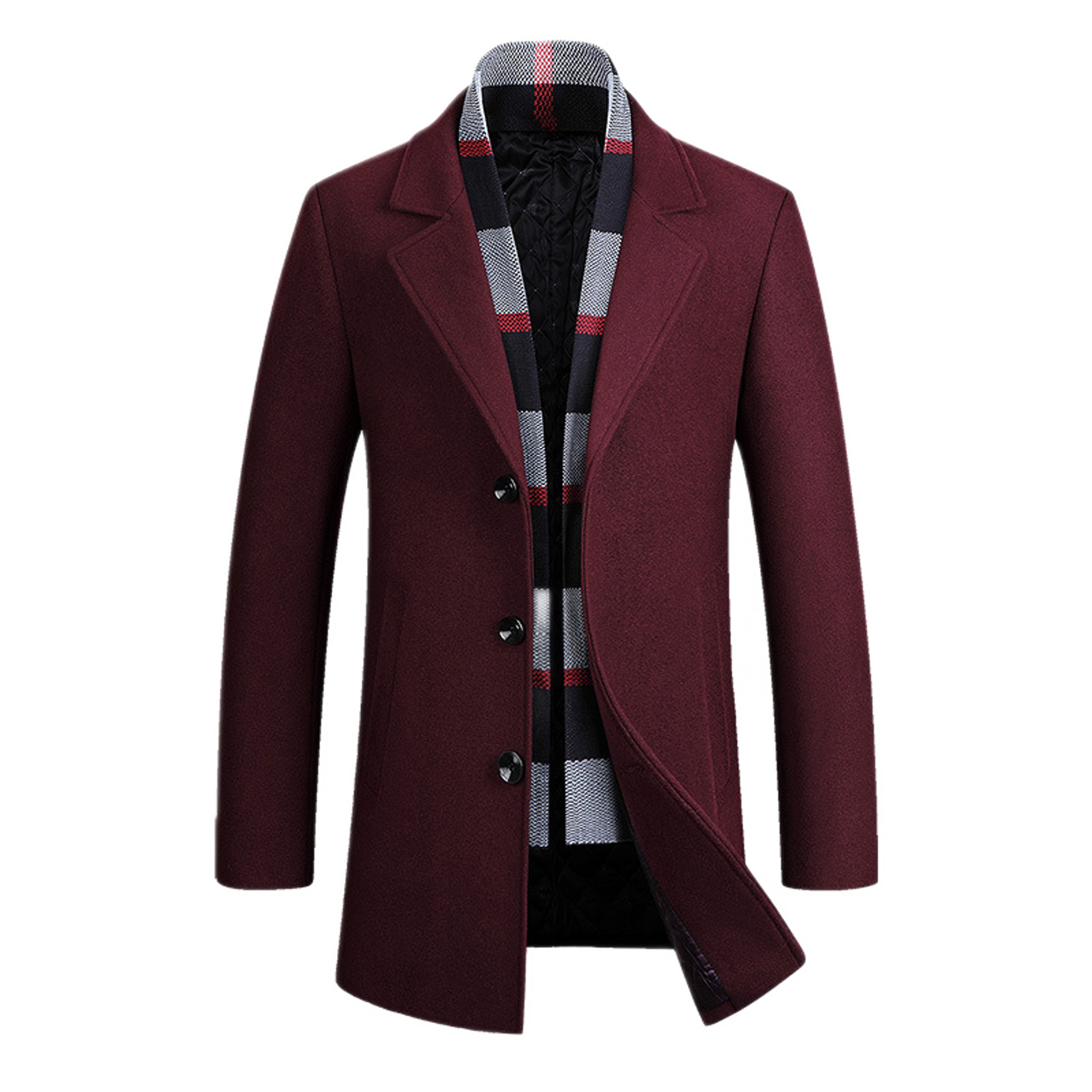 Chaqueta de lana hombre color rojo vino
