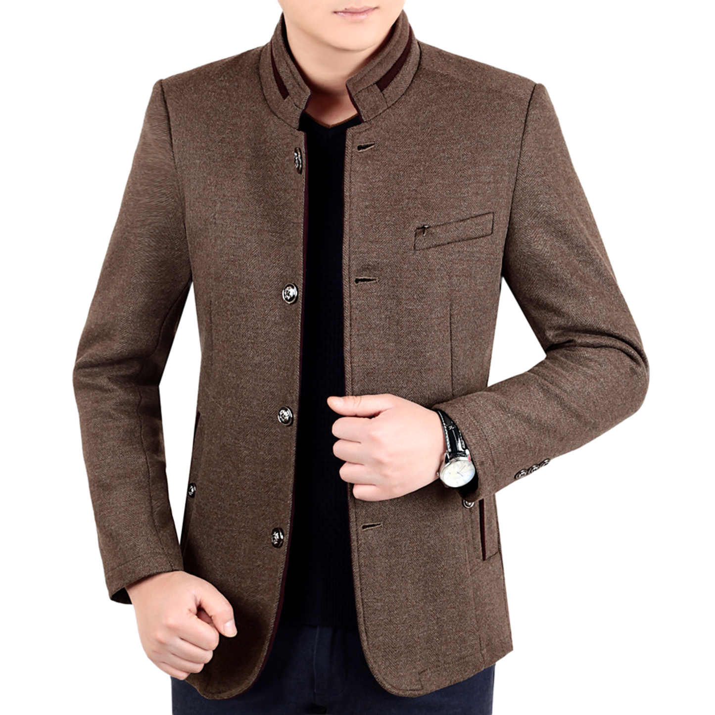 Chaqueta de lana hombre color caqui