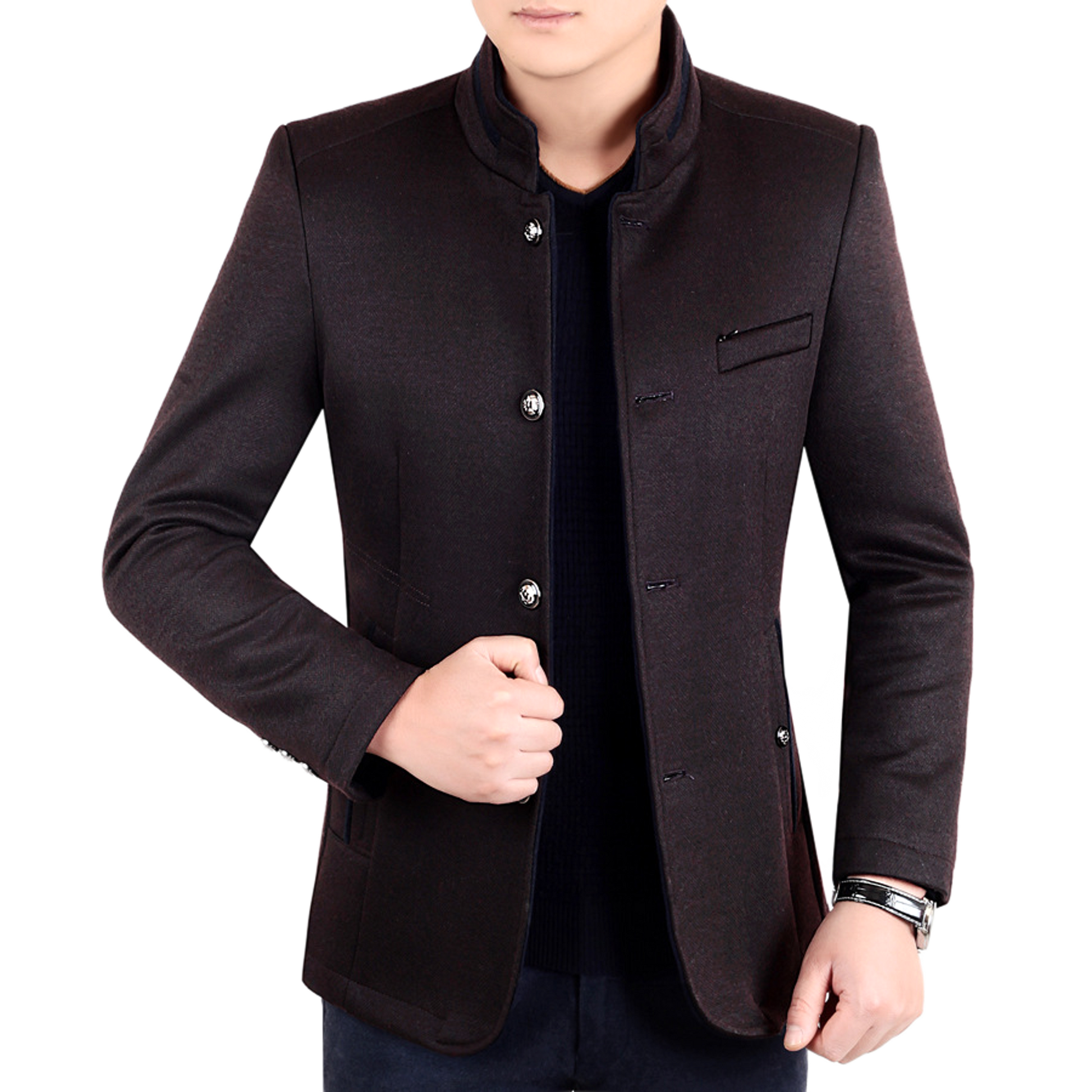 Chaqueta de lana hombre color rojo vino