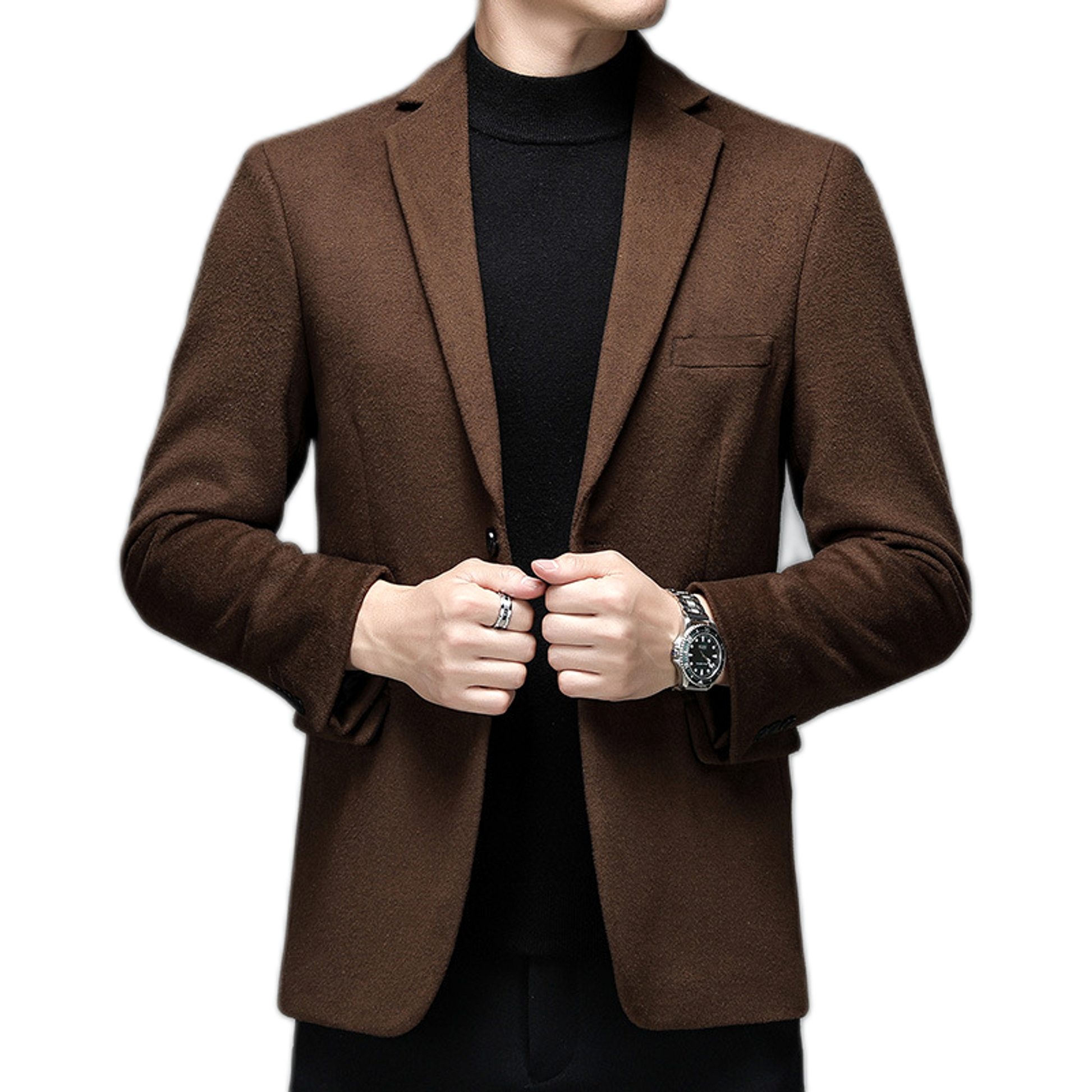 Blazer de lana hombre color camel oscuro