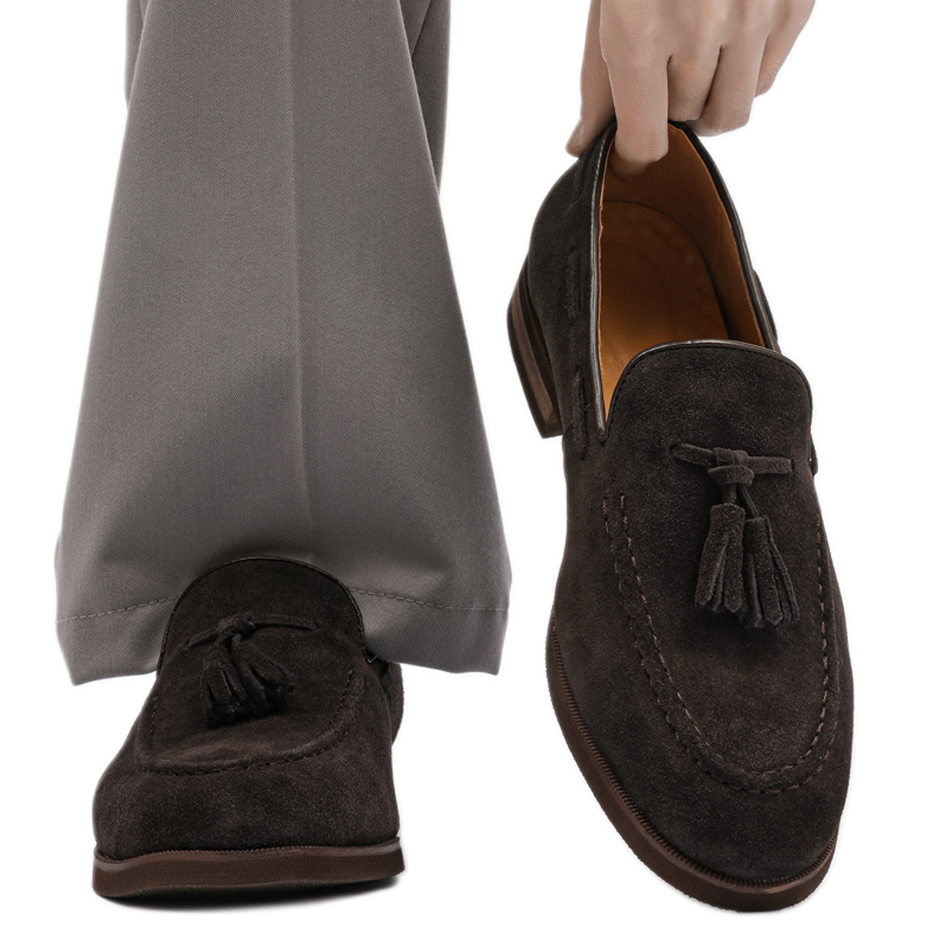 Zapato social de cuero hombre color café
