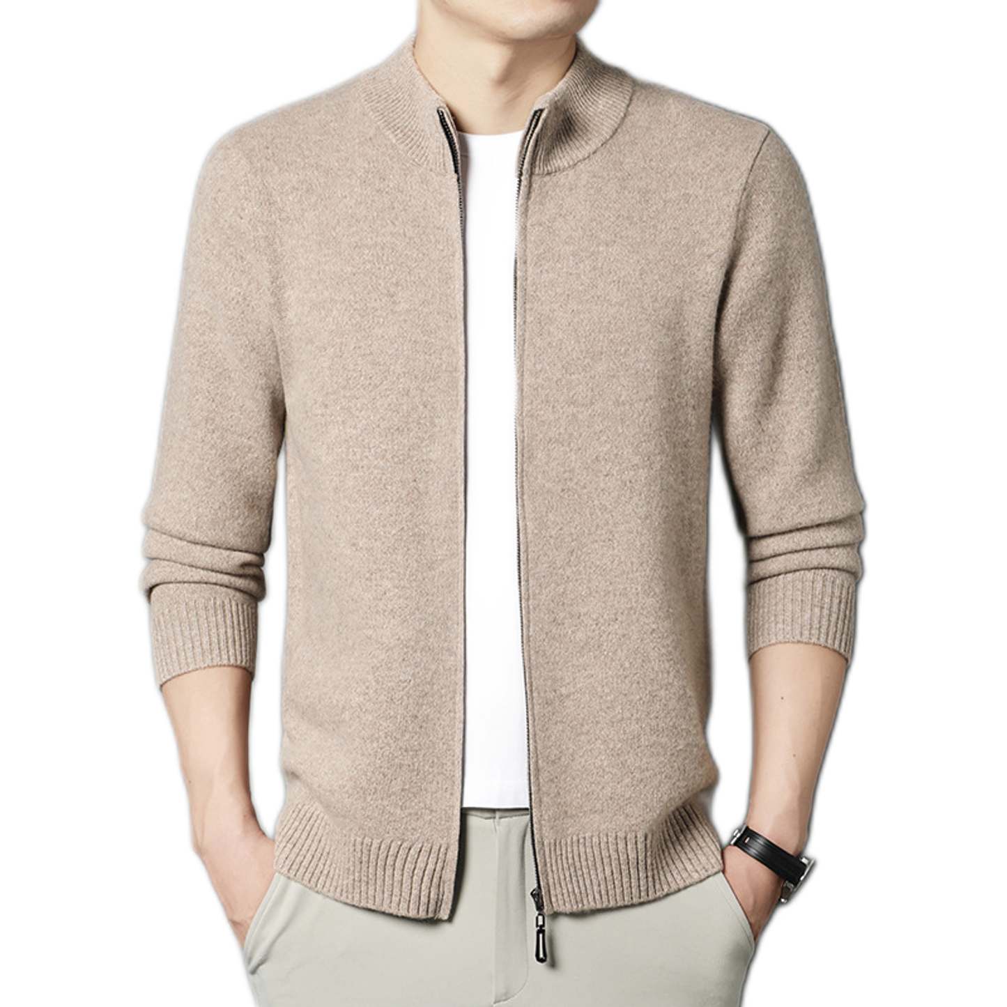 Sweater de lana hombre color beige camel