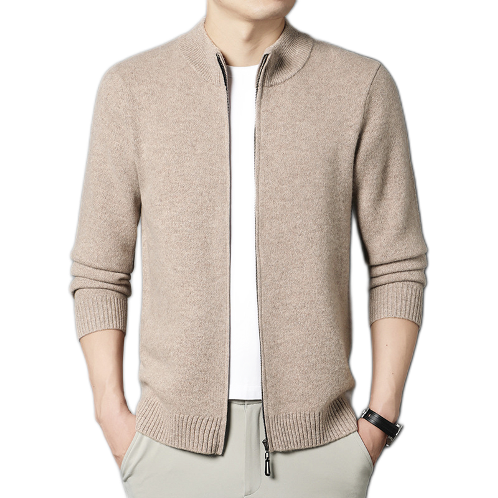 Sweater de lana hombre color beige camel