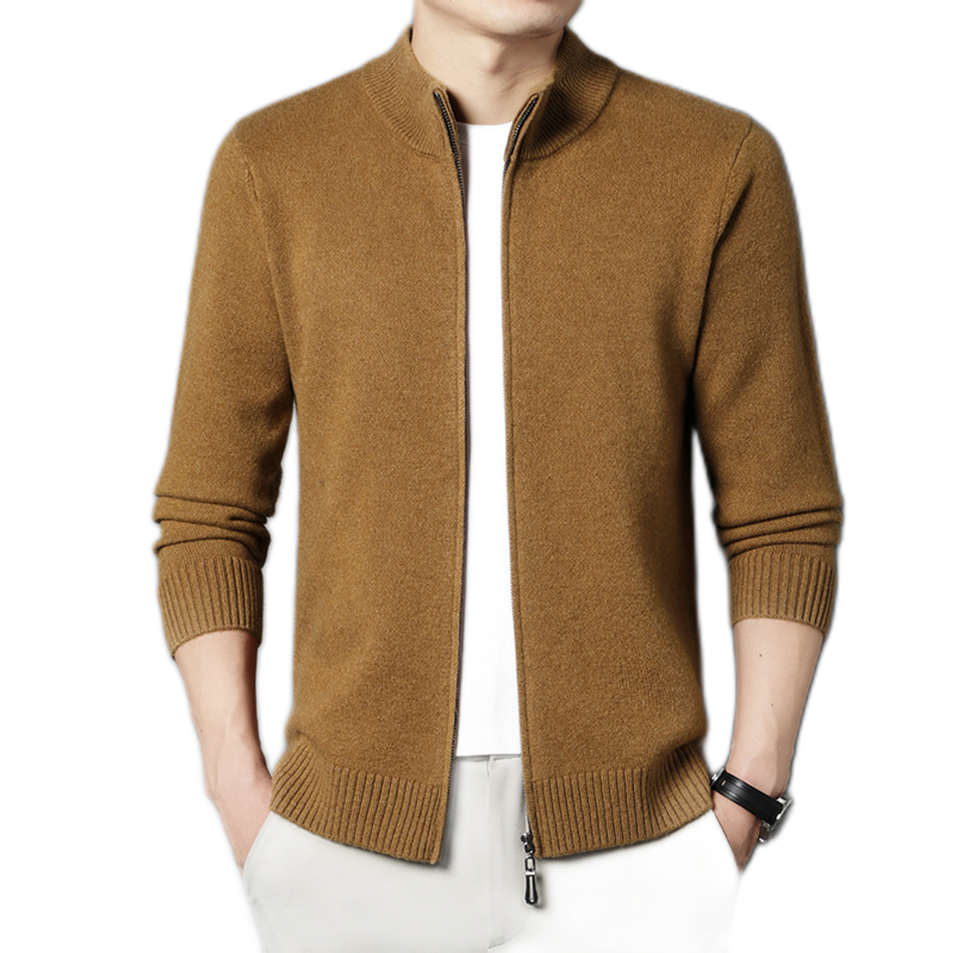 Sweater de lana hombre color dorado