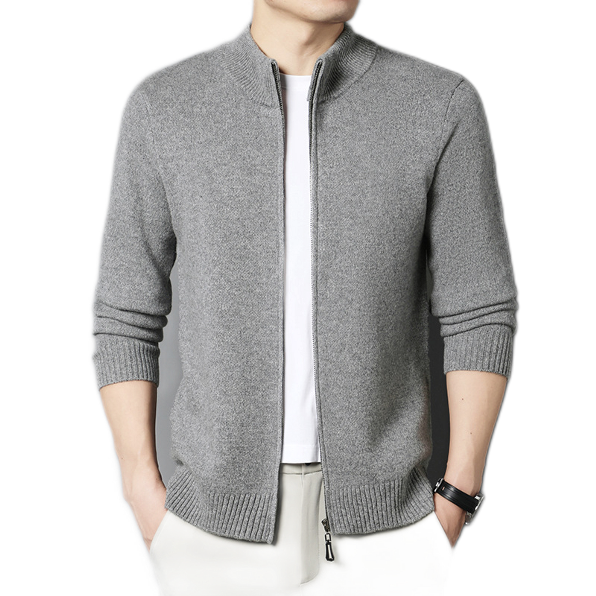 Sweater de lana hombre color gris claro
