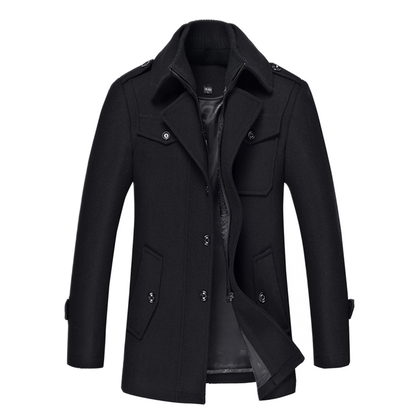 Chaqueta de lana hombre color negro, trench slim
