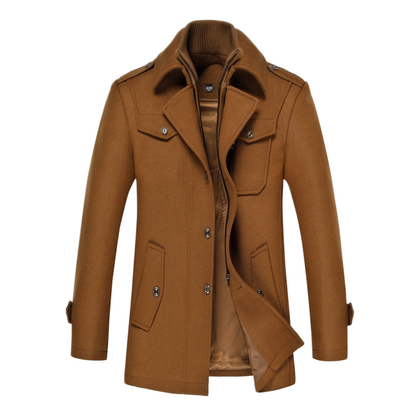 Chaqueta de lana hombre, estilo trench slim