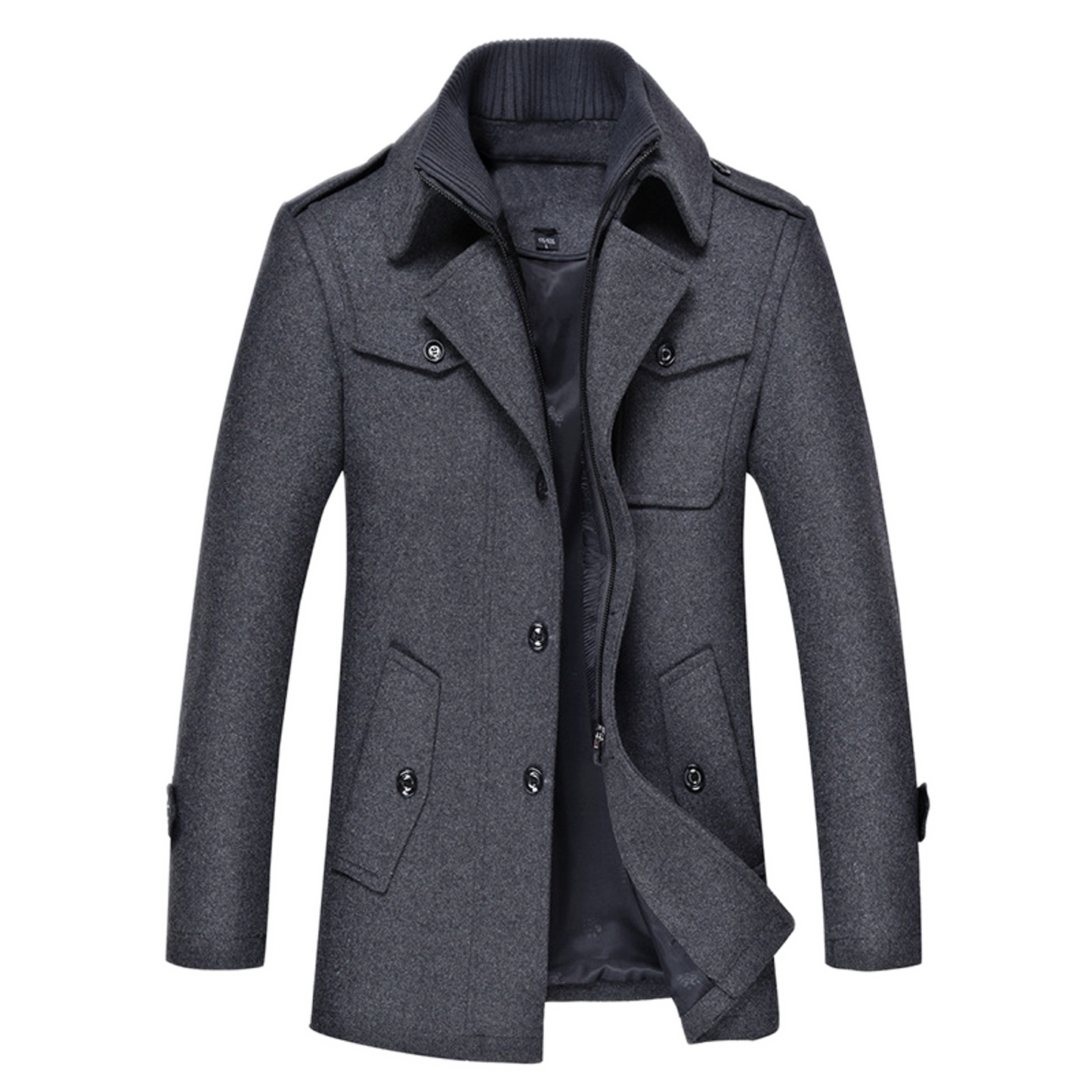 Chaqueta de lana hombre color gris, trench slim