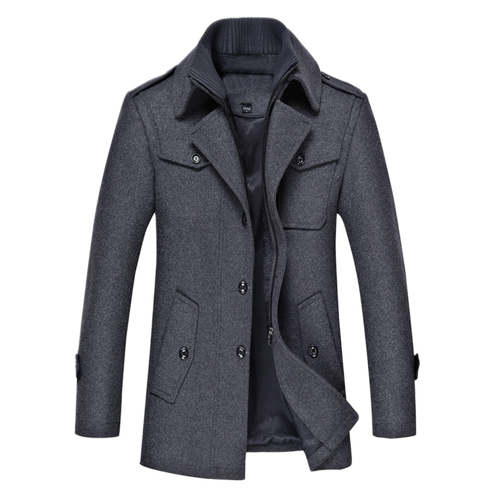 Chaqueta de lana hombre color gris, trench slim