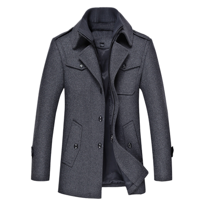 Chaqueta de lana hombre color gris, trench slim