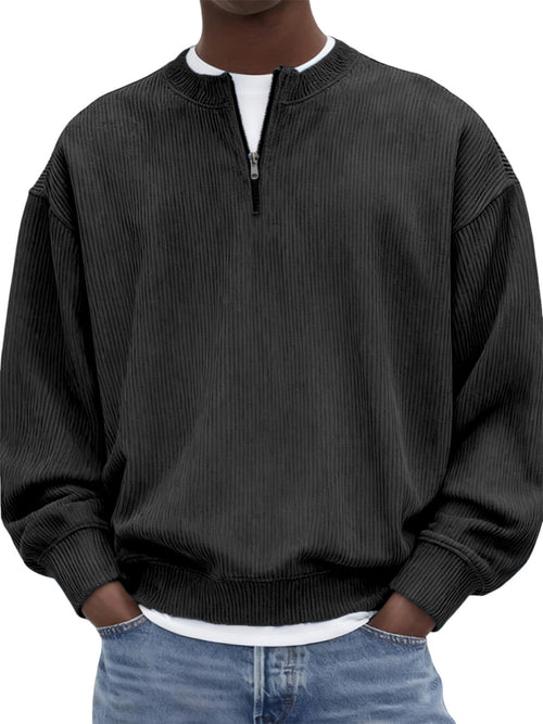 Kit loungewear hombre negro, cuello alto de corduroy