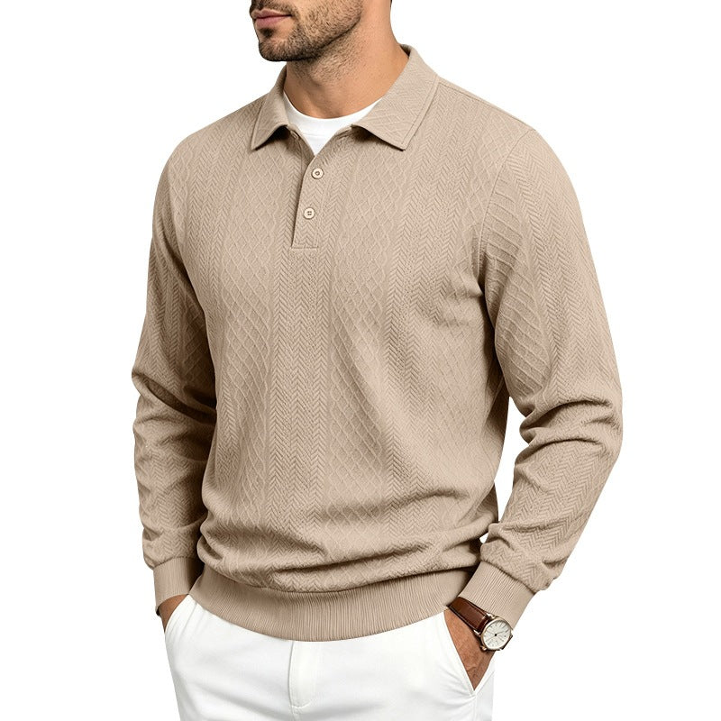 Kit loungewear hombre caqui, pulóver de punto texturizado