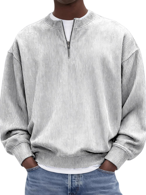 Kit loungewear hombre blanco, cuello alto de corduroy