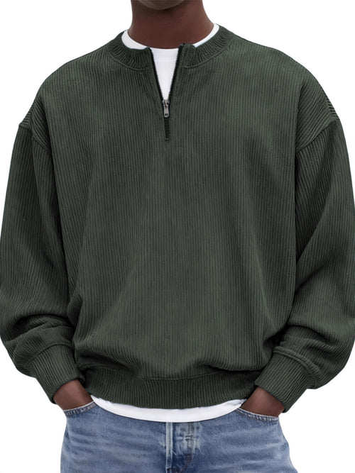 Kit loungewear hombre verde oscuro, cuello alto de corduroy