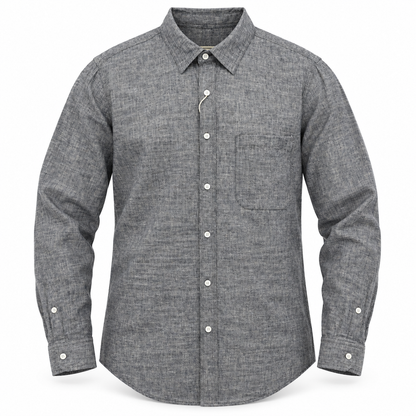 Luansky AI white product card — camisa-algodon-hombre-tonos-gris