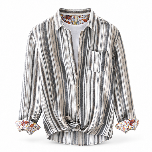 Luansky AI white product card — camisa-lino-hombre-a-rayas