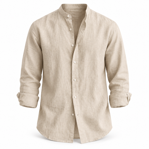 Luansky AI white product card — camisa-lino-hombre-corte-suelto-esencial