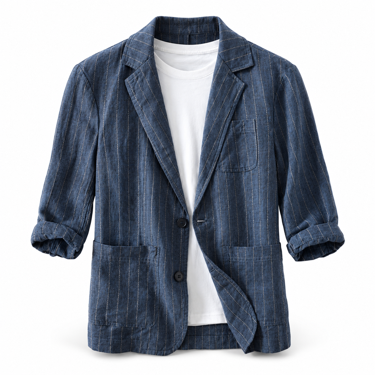 Luansky AI white product card — camisa-lino-hombre-manga-corta-tonos-calidos