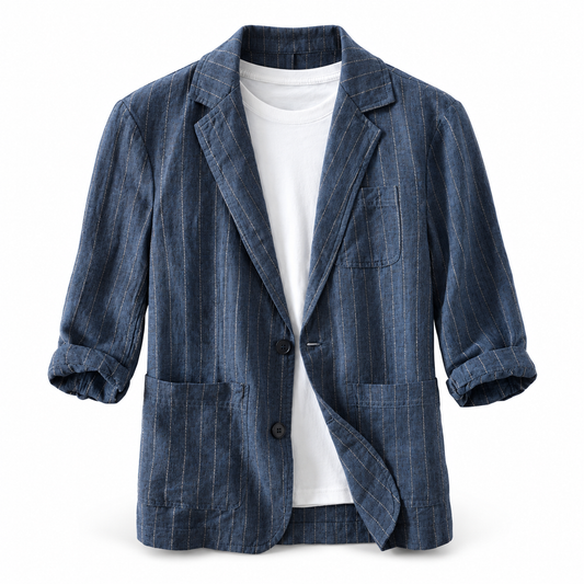Luansky AI white product card — camisa-lino-hombre-manga-corta-tonos-calidos