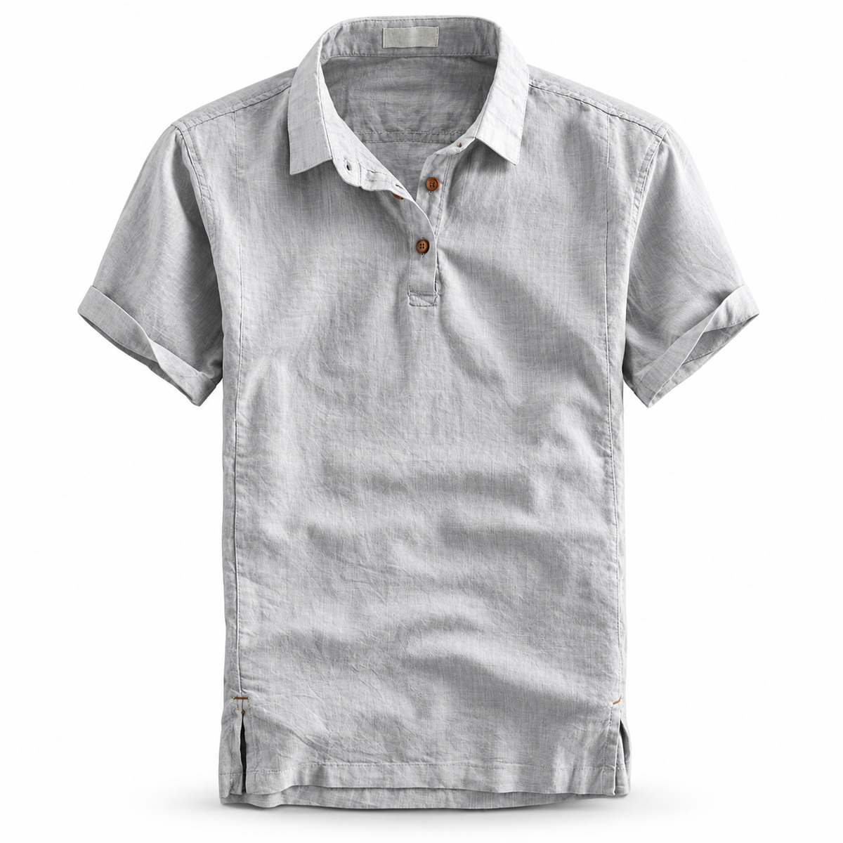 Luansky AI white product card — camisa-lino-hombre-manga-corta-tonos-frios
