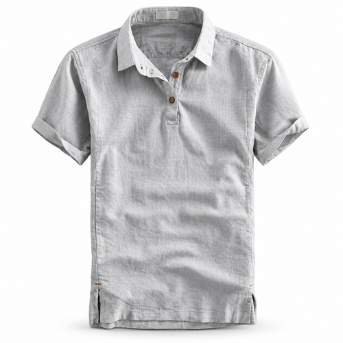 Luansky AI white product card — camisa-lino-hombre-manga-corta-tonos-frios