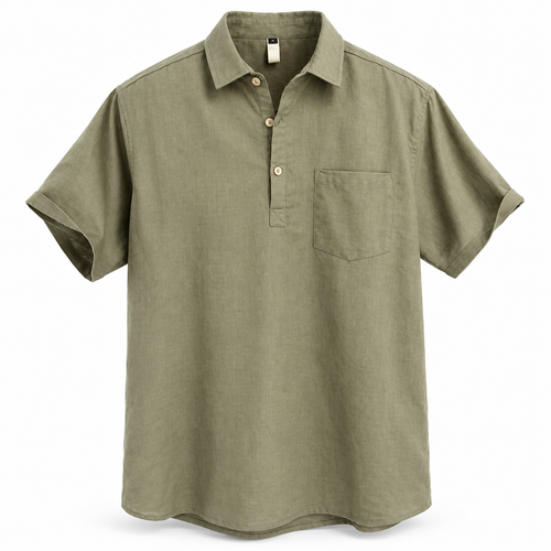 Luansky AI white product card — camisa-lino-hombre-manga-corta-tonos-neutros